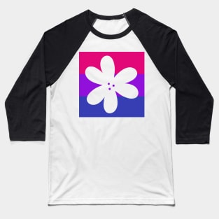 Flower Outline - discreet bisexual pride flag Baseball T-Shirt